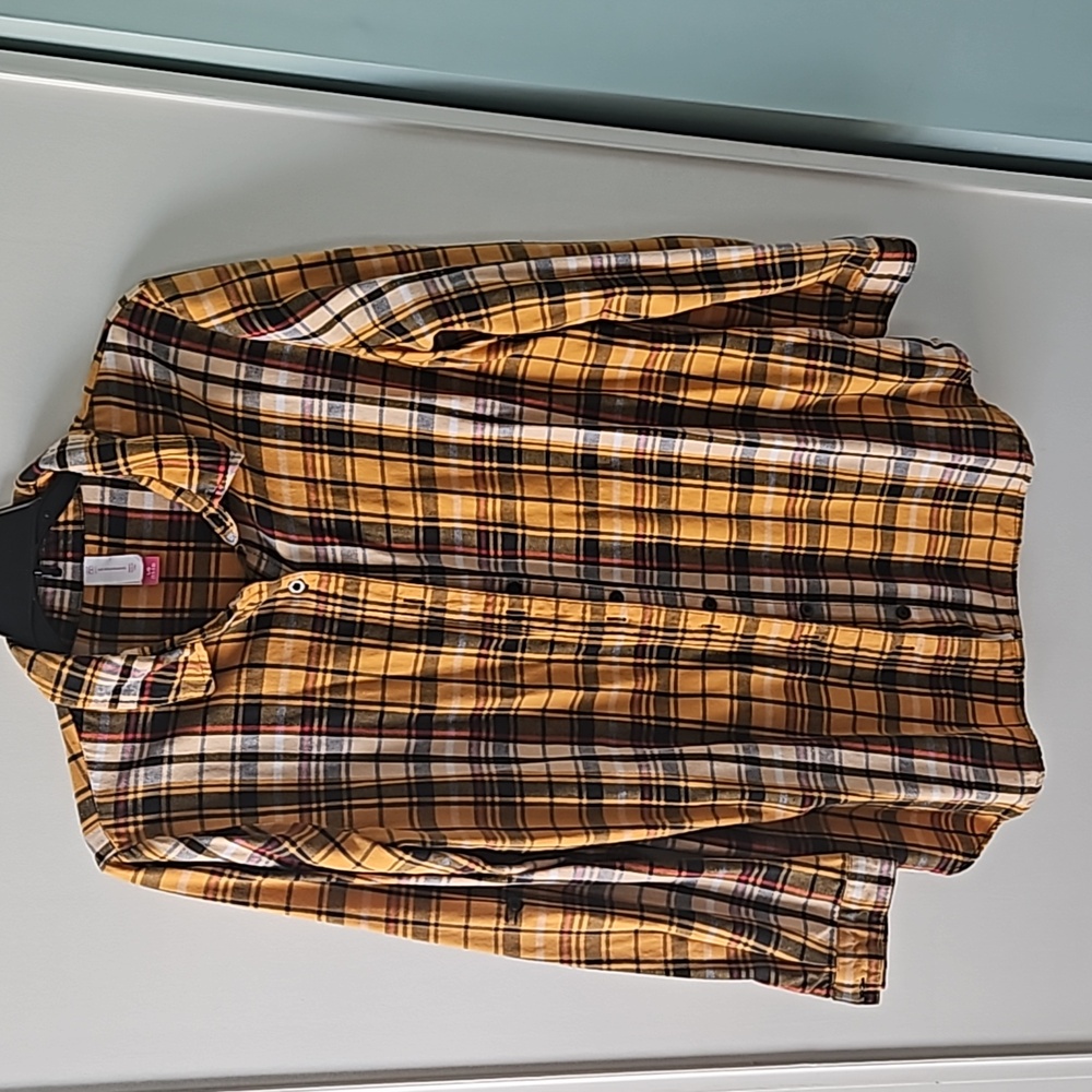 Plaid flannel shirt in yellow